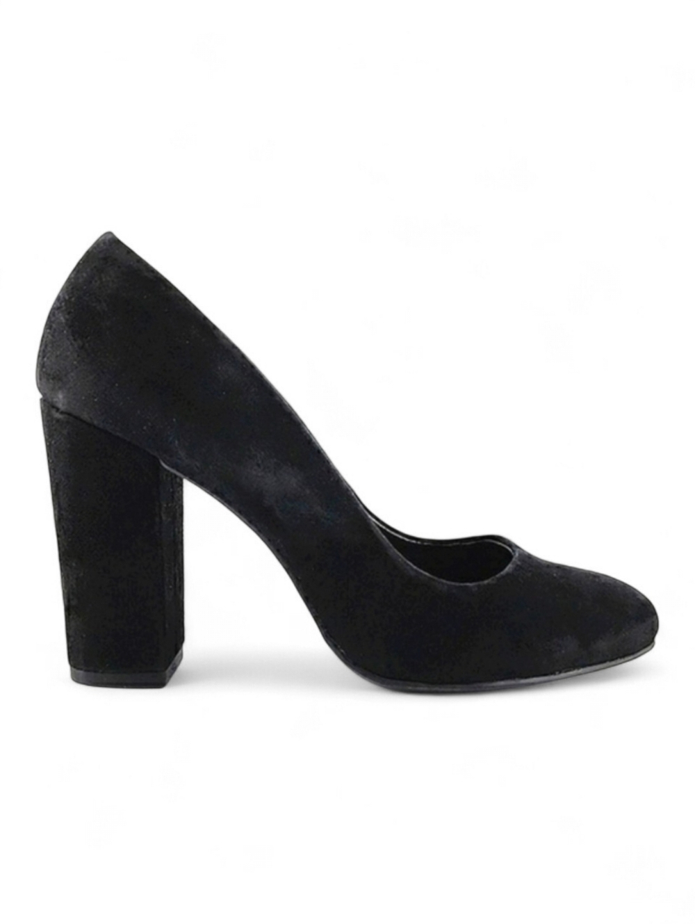 Le Chateau Flex Dressy Slip On Black Suede Pump Round Toe 4" Block  Heel 38